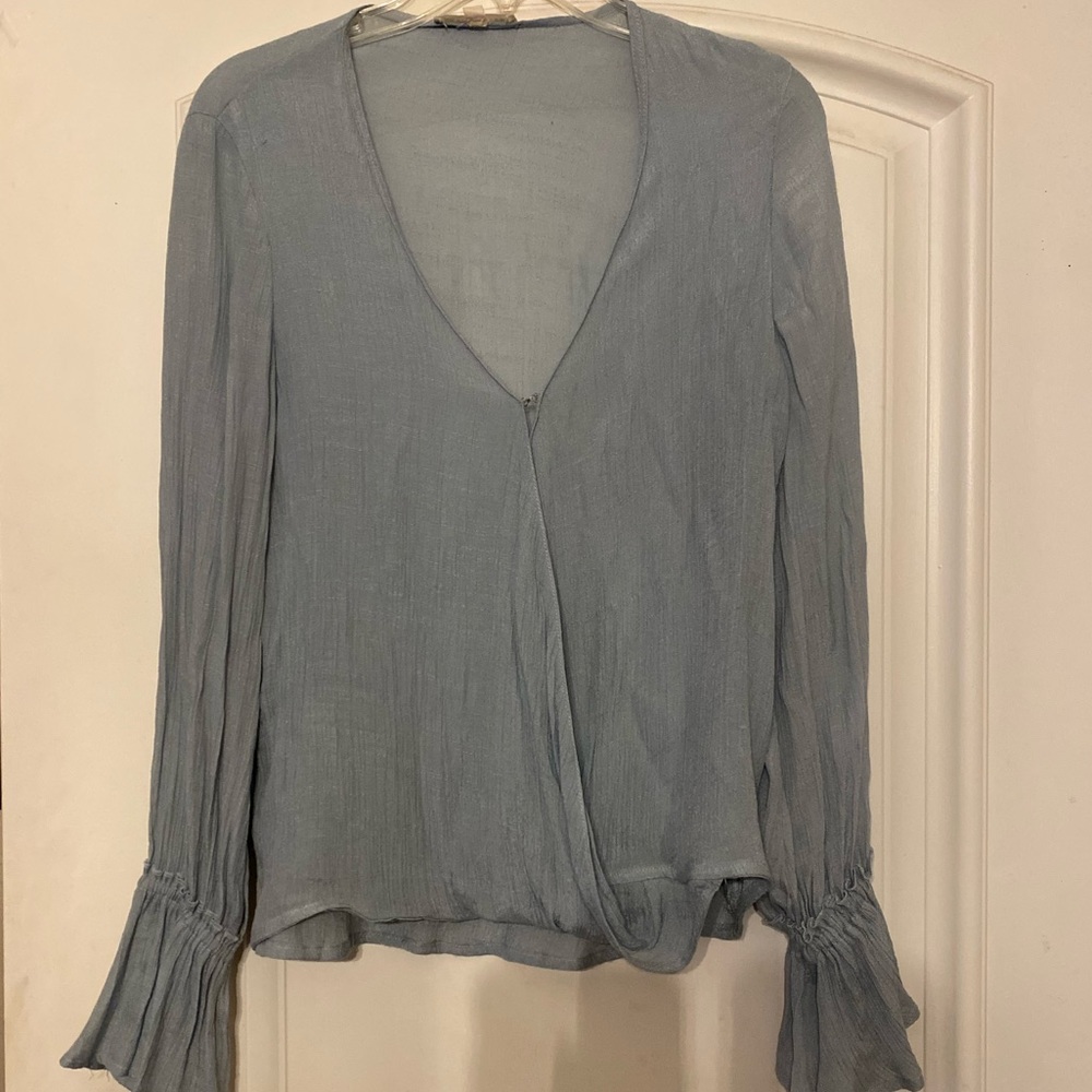 Powder blue long sleeve top